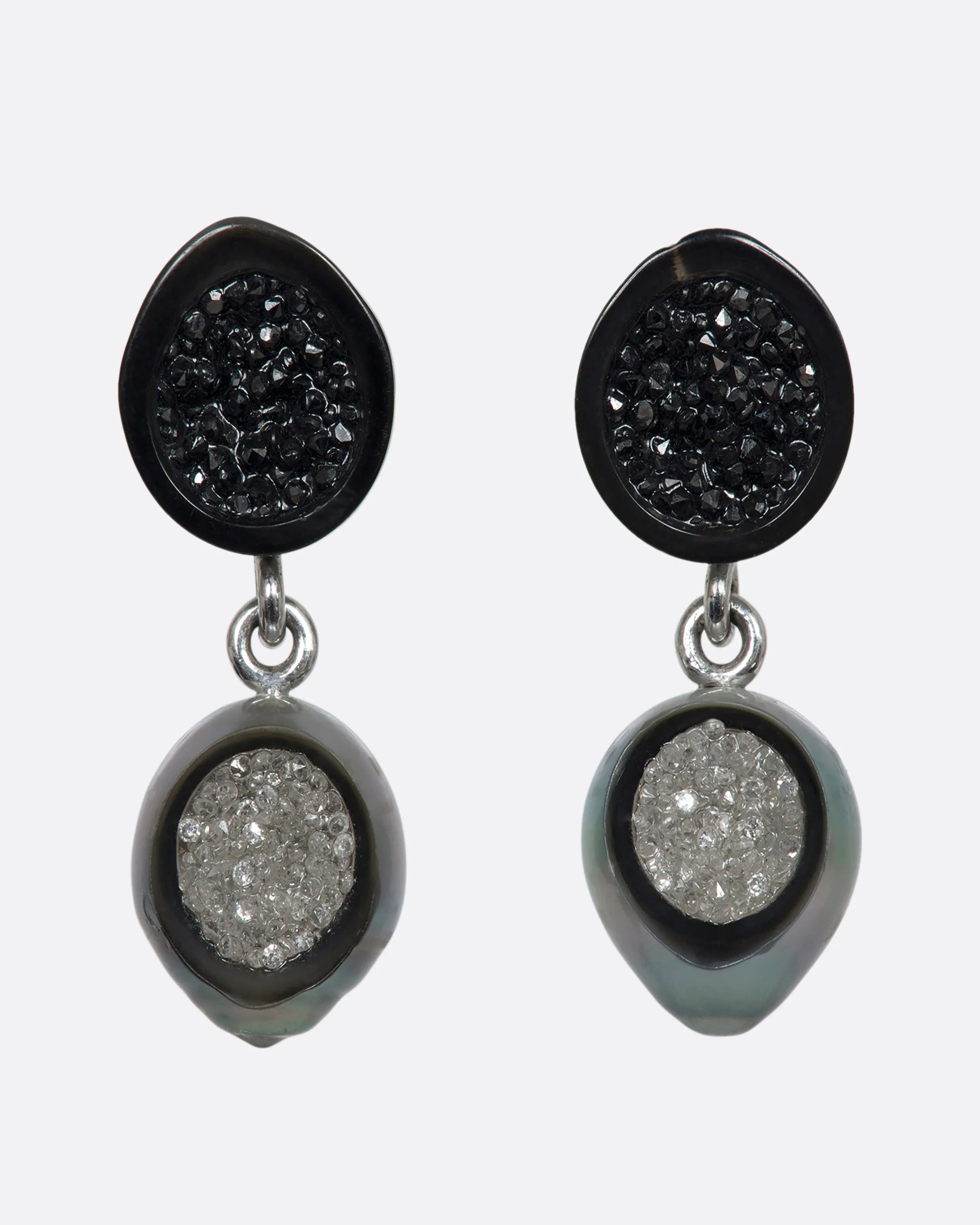 Diamond and Pearl Drop Earrings