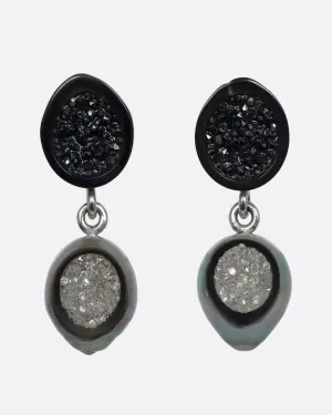 Diamond and Pearl Drop Earrings