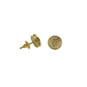 Diamond Baguettes & Round Bezel Stud Earrings (14K)