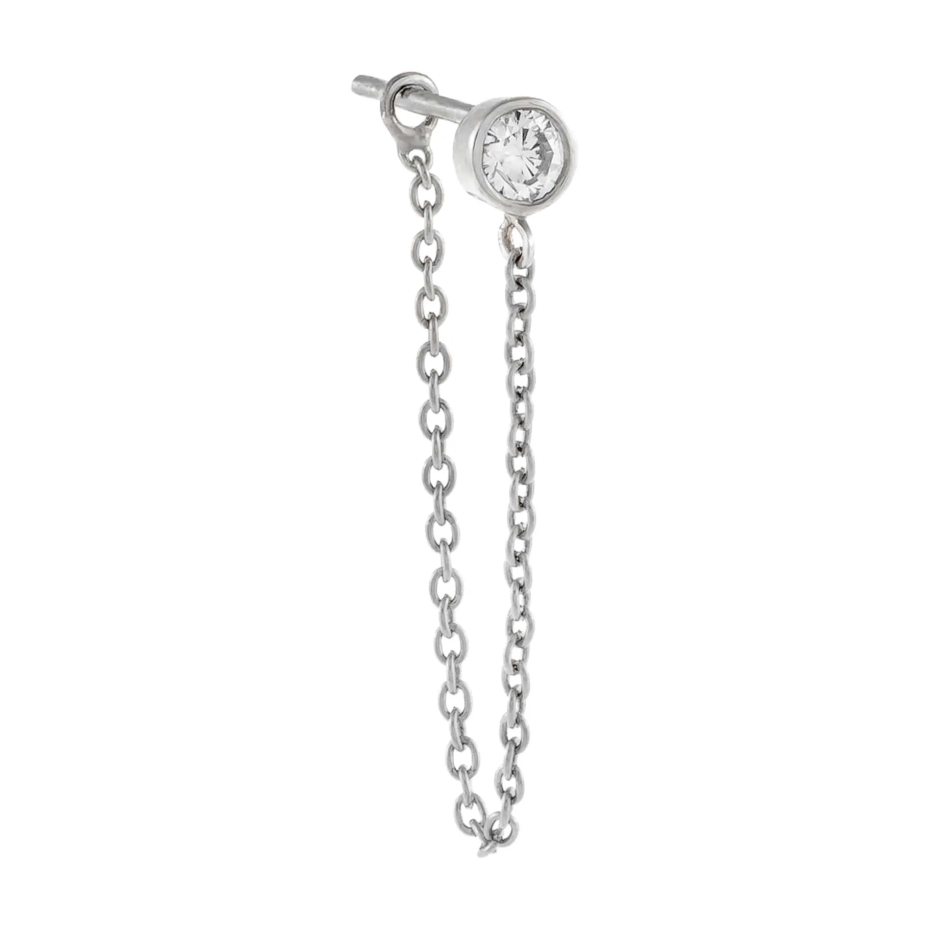 Diamond Bezel Chain Stud Earring 14K
