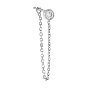 Diamond Bezel Chain Stud Earring 14K