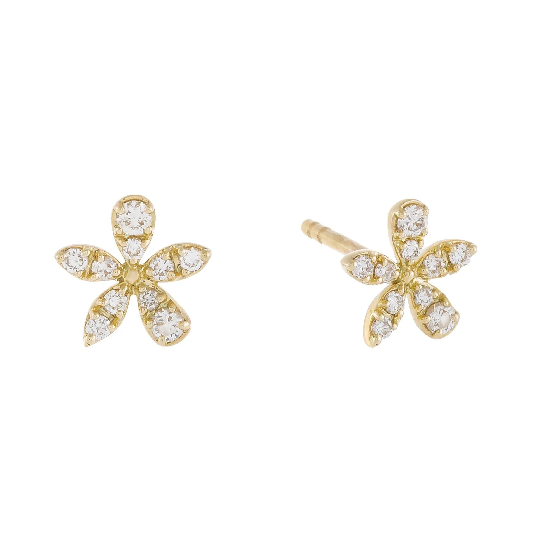 Diamond Flower Stud Earring 14K