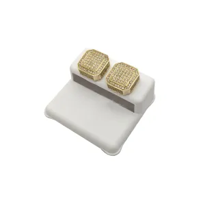 Diamond Iced-Out Pave Square Stud Earrings (14K)