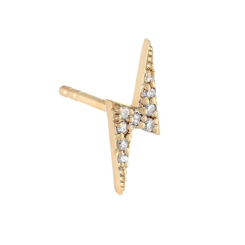 Diamond Lightning Bolt Stud Earring 14K