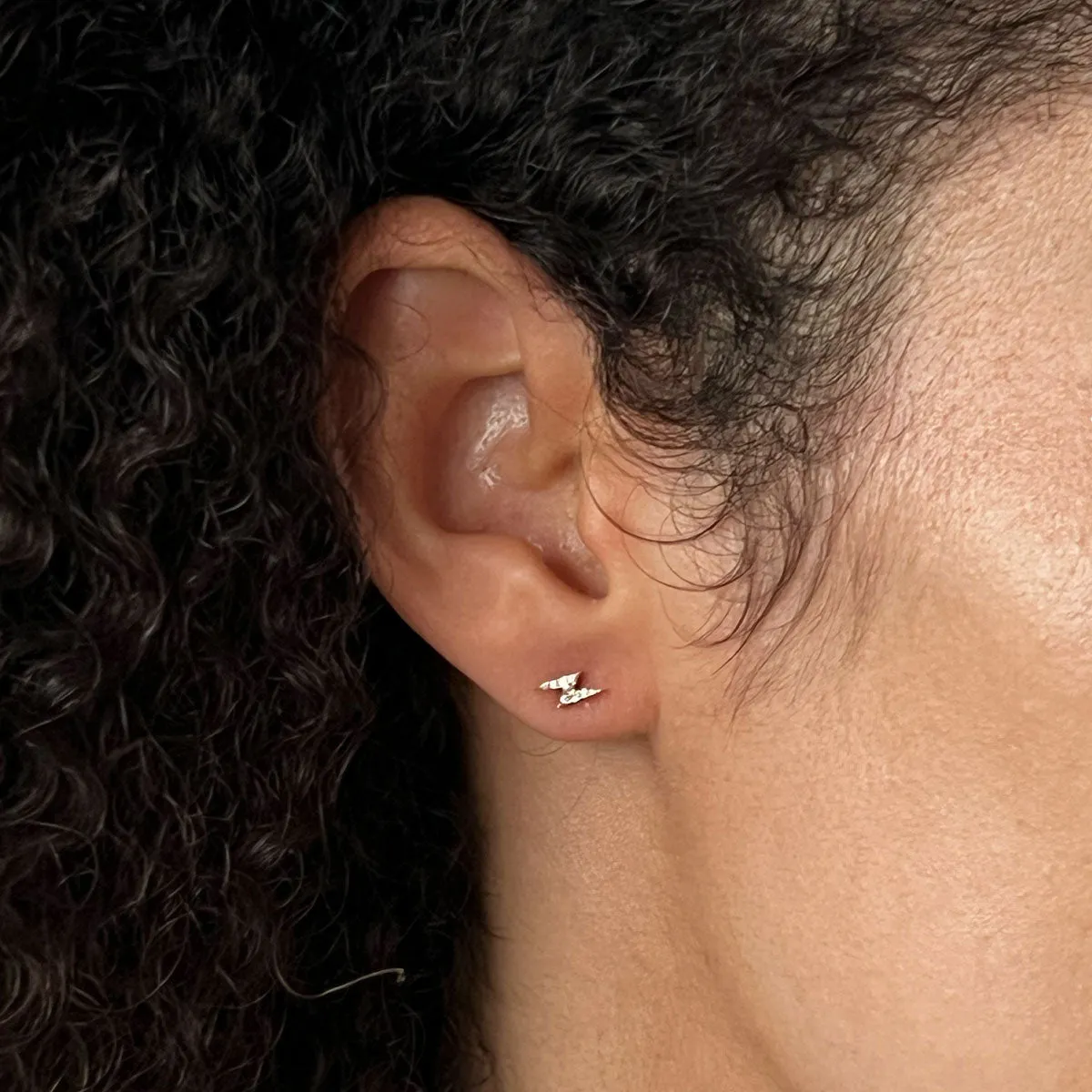 Diamond Mini Lightning Bolt Stud Earring