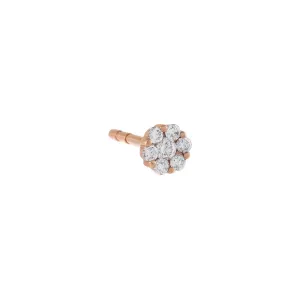 Diamond Round Flower Stud Earring 14K