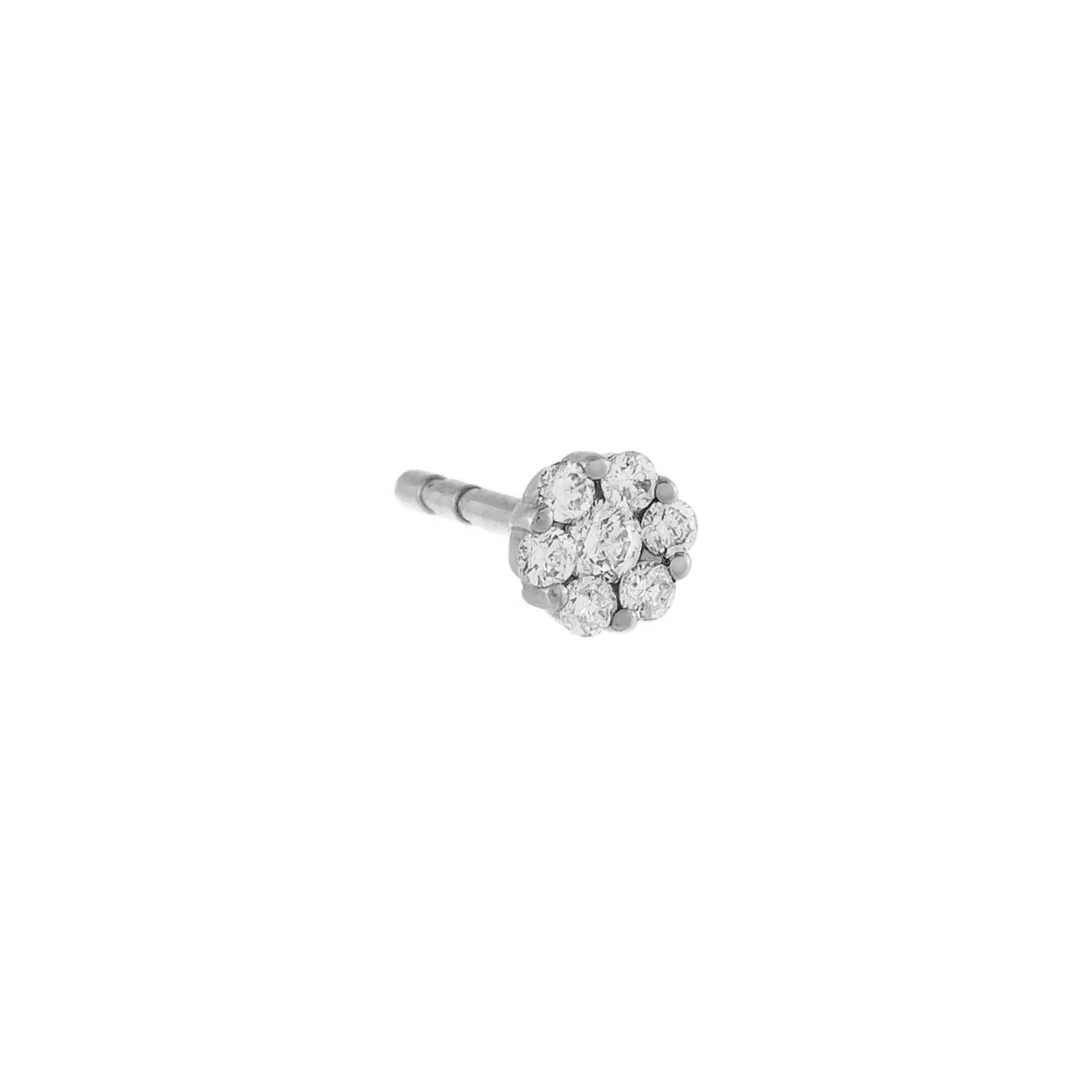 Diamond Round Flower Stud Earring 14K