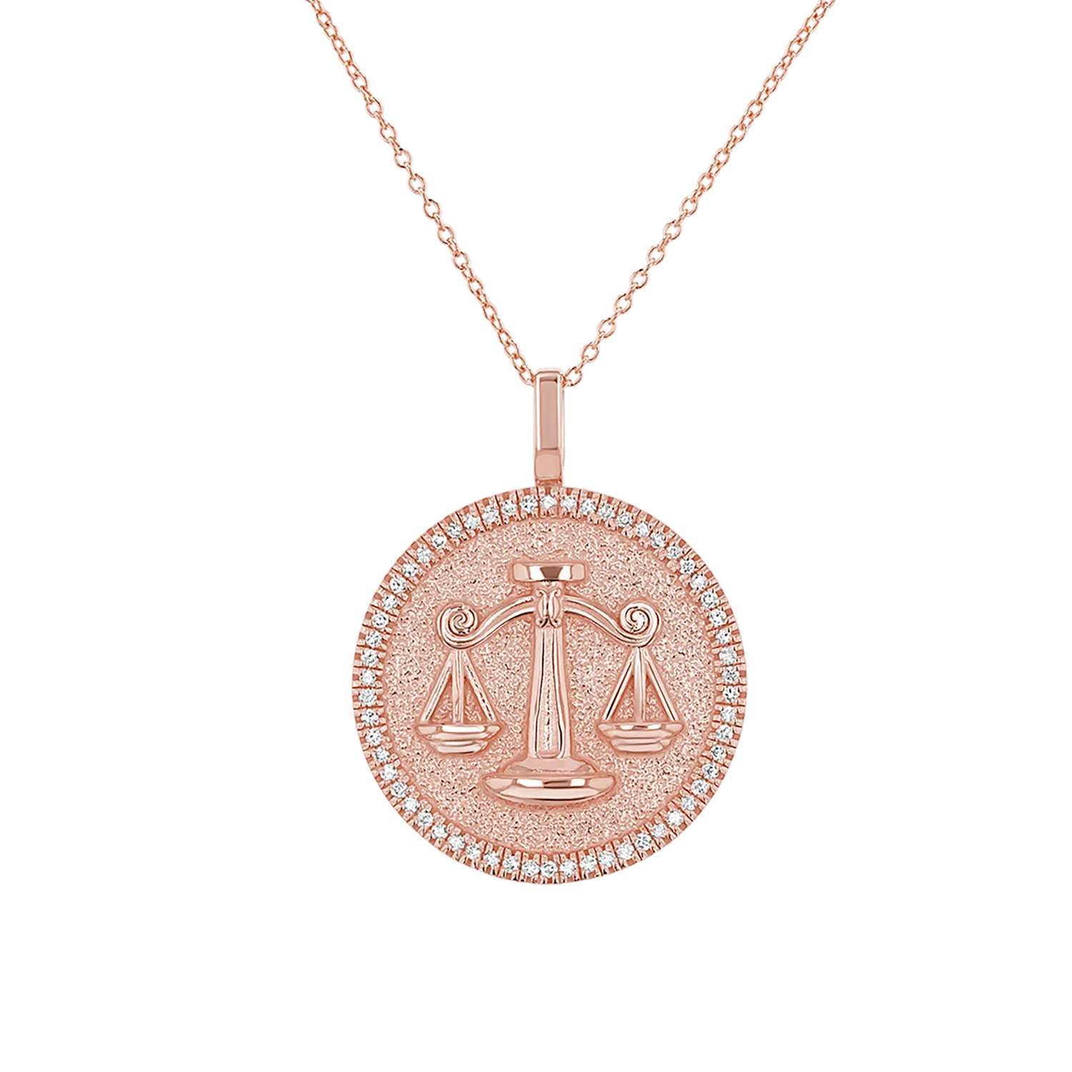 Diamond Zodiac Coin Medallion Necklace