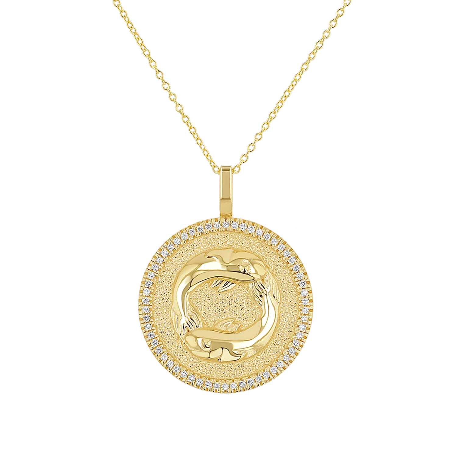 Diamond Zodiac Coin Medallion Necklace