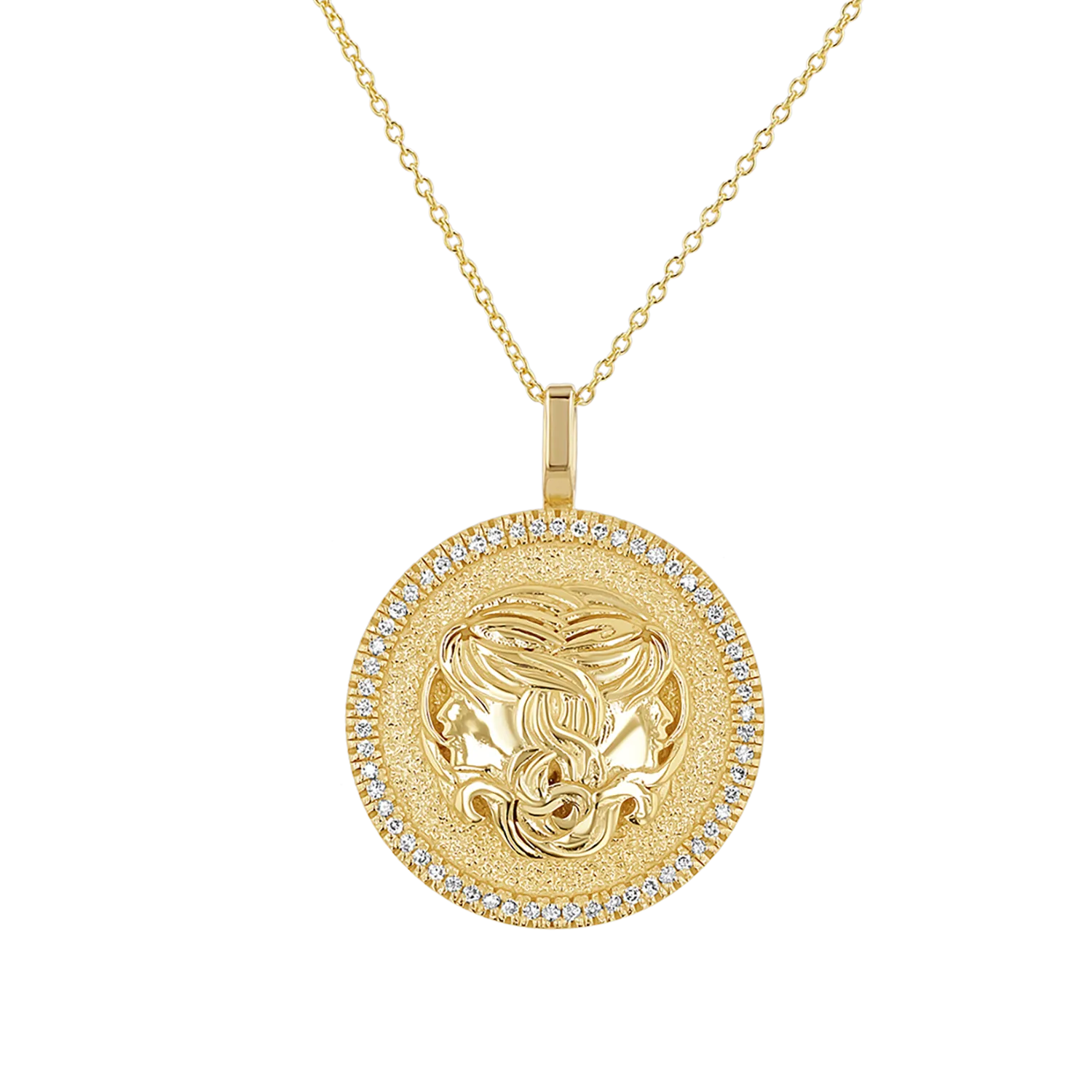 Diamond Zodiac Coin Medallion Necklace