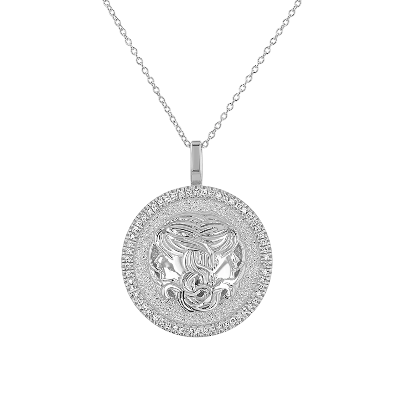 Diamond Zodiac Coin Medallion Necklace