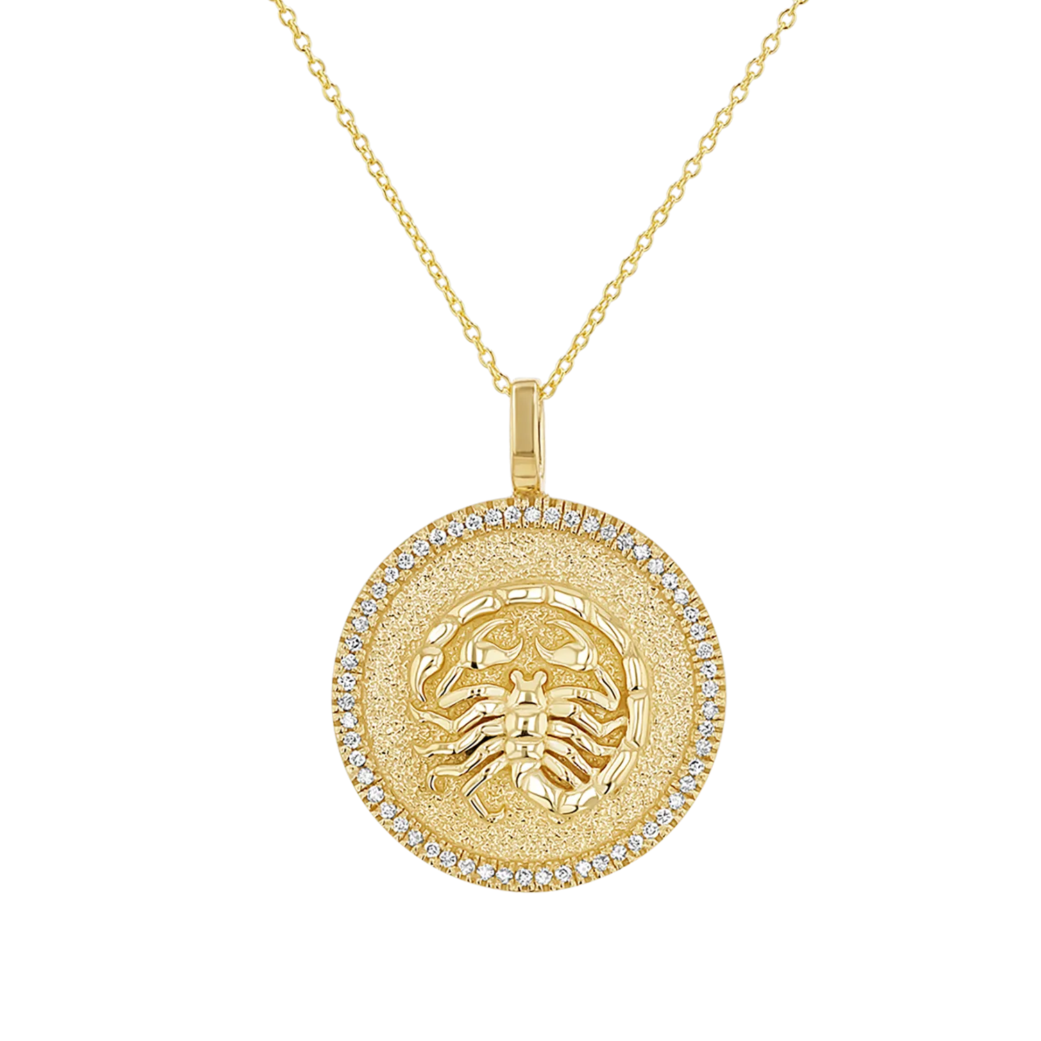 Diamond Zodiac Coin Medallion Necklace