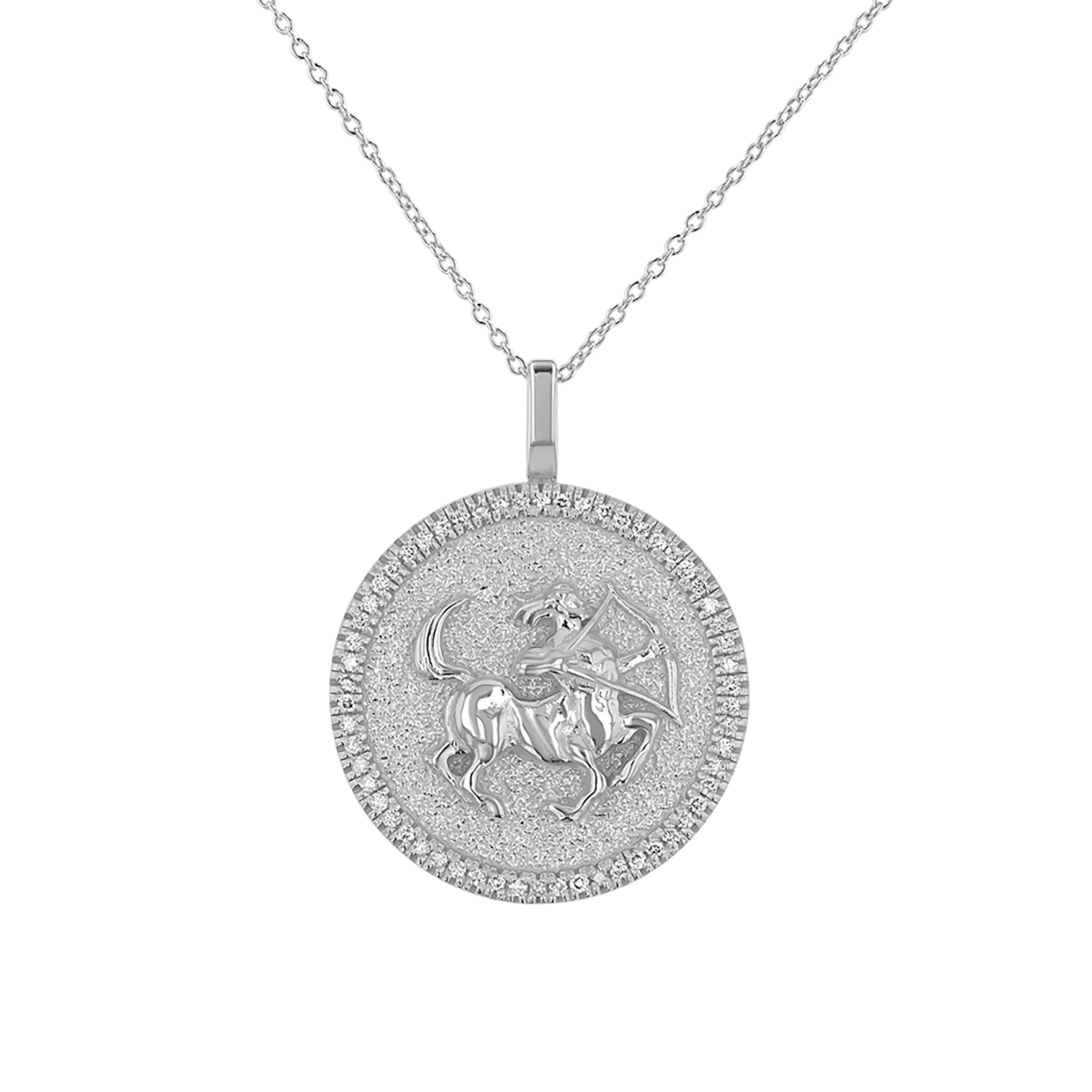 Diamond Zodiac Coin Medallion Necklace