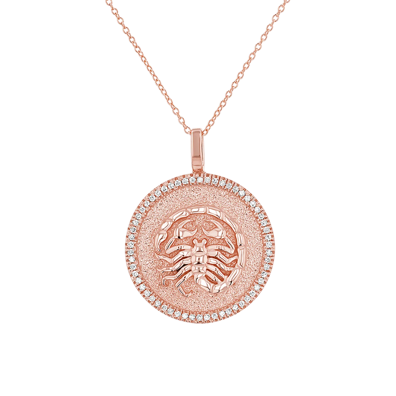 Diamond Zodiac Coin Medallion Necklace