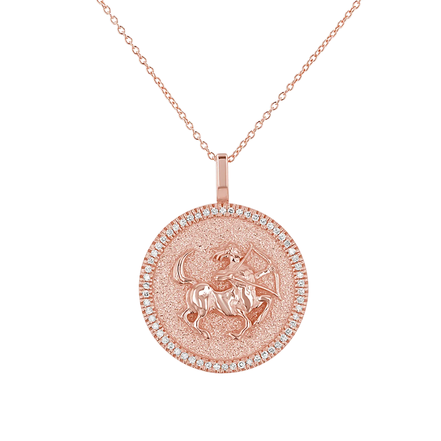Diamond Zodiac Coin Medallion Necklace