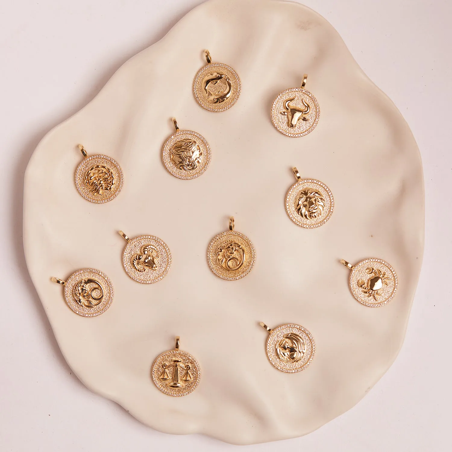 Diamond Zodiac Coin Medallion Necklace