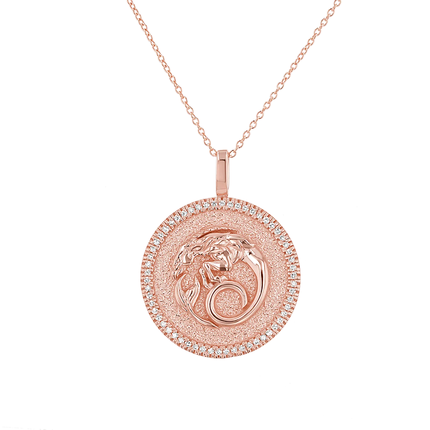 Diamond Zodiac Coin Medallion Necklace