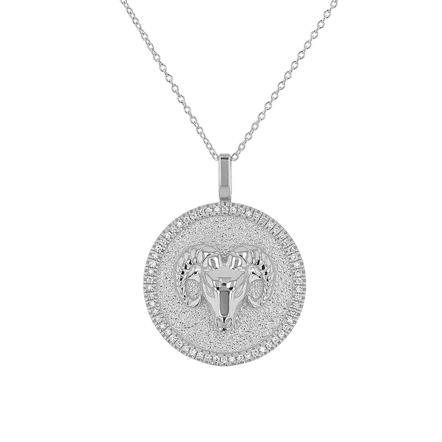 Diamond Zodiac Coin Medallion Necklace