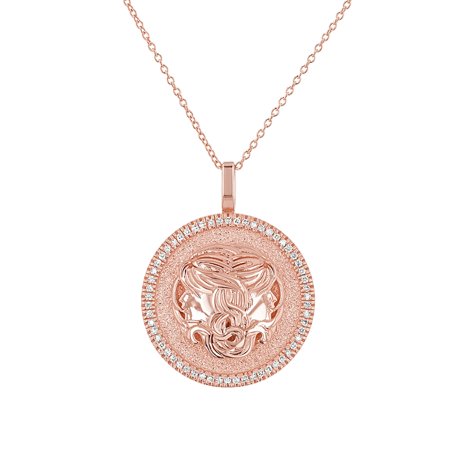 Diamond Zodiac Coin Medallion Necklace