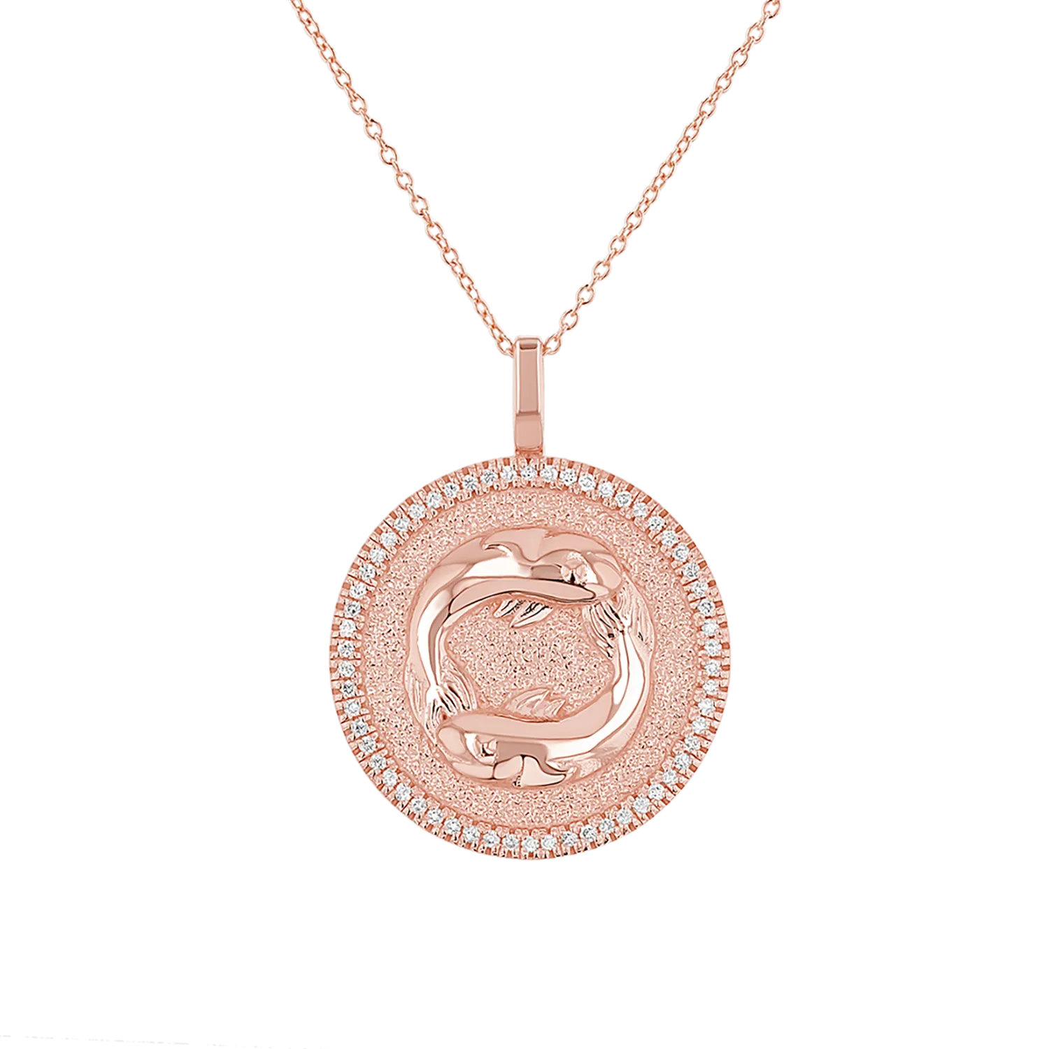 Diamond Zodiac Coin Medallion Necklace