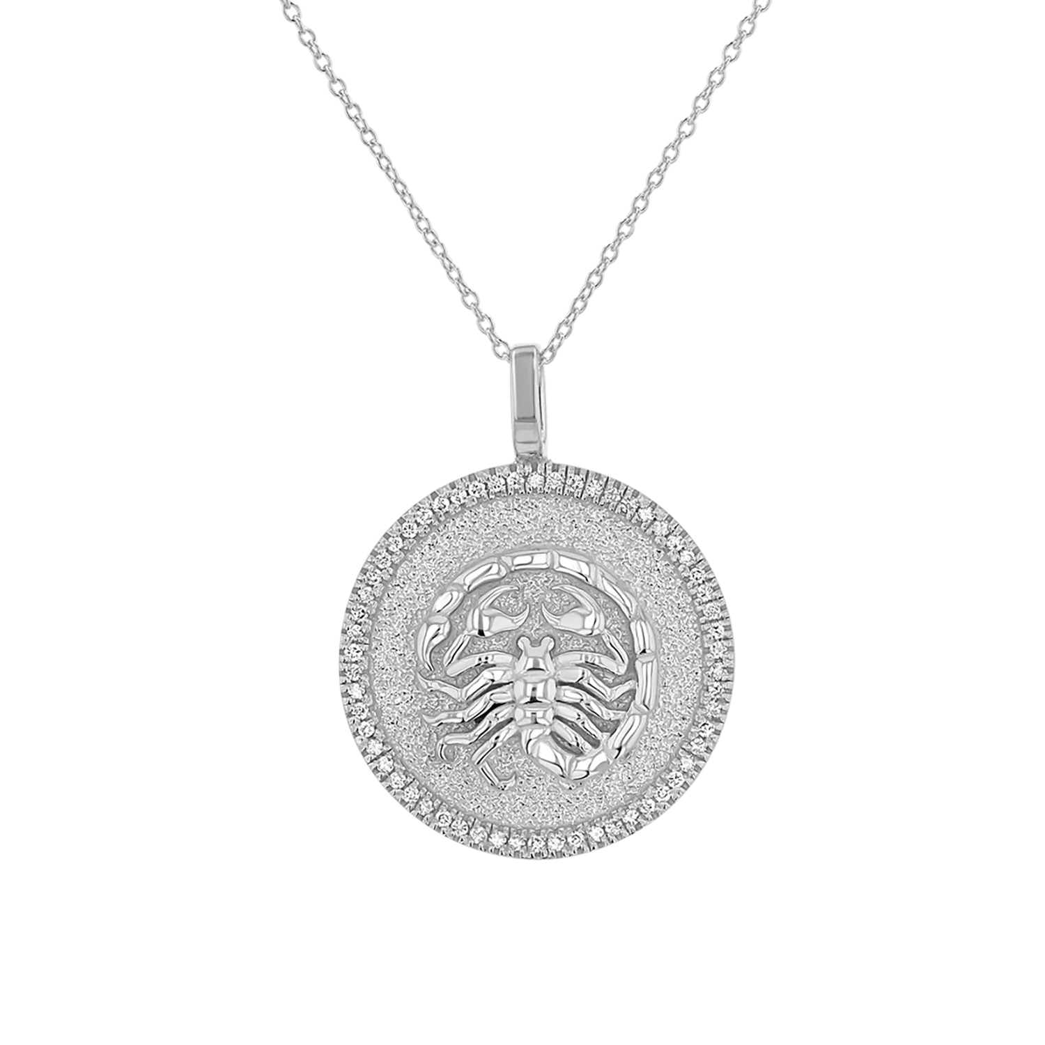 Diamond Zodiac Coin Medallion Necklace