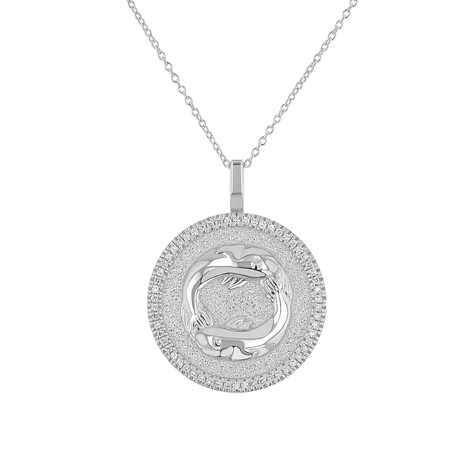 Diamond Zodiac Coin Medallion Necklace
