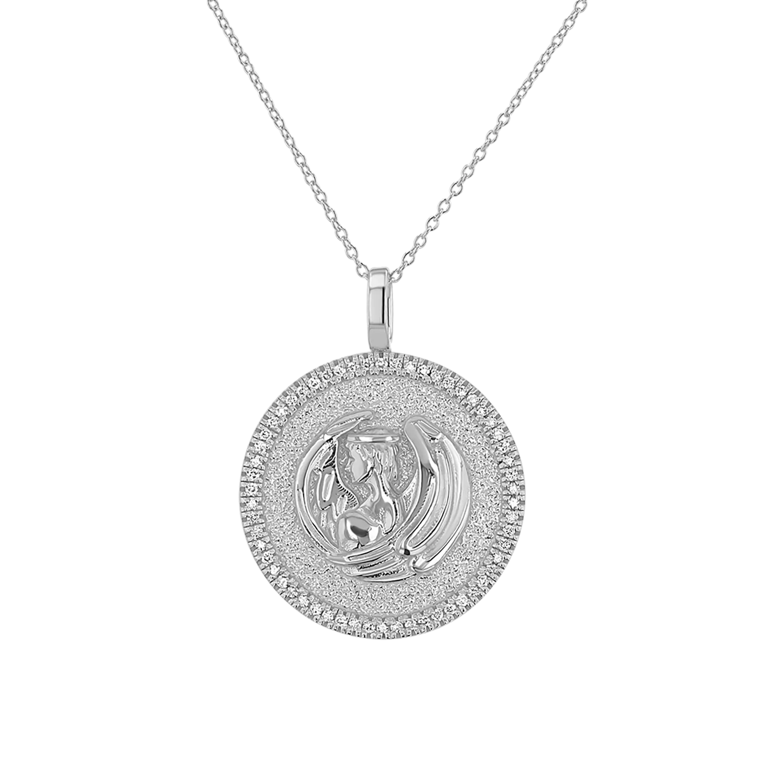 Diamond Zodiac Coin Medallion Necklace