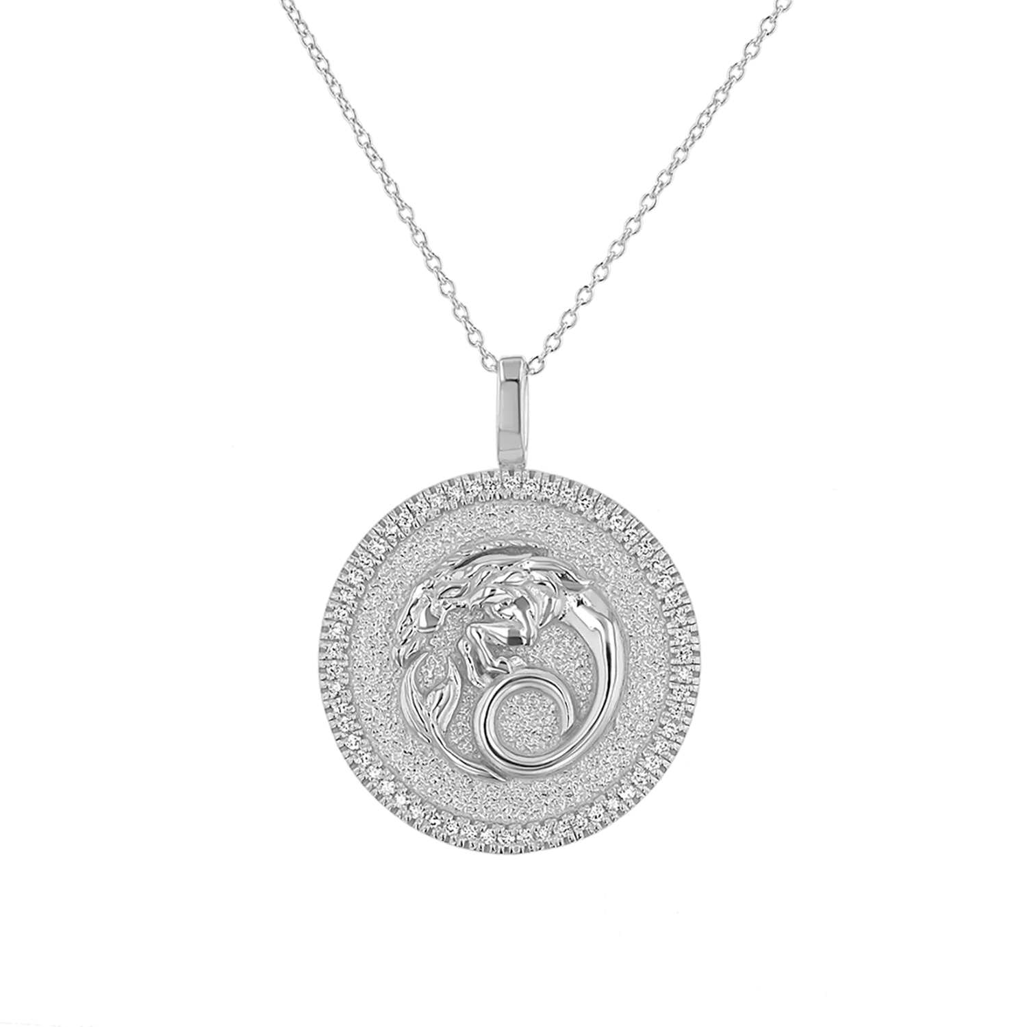 Diamond Zodiac Coin Medallion Necklace