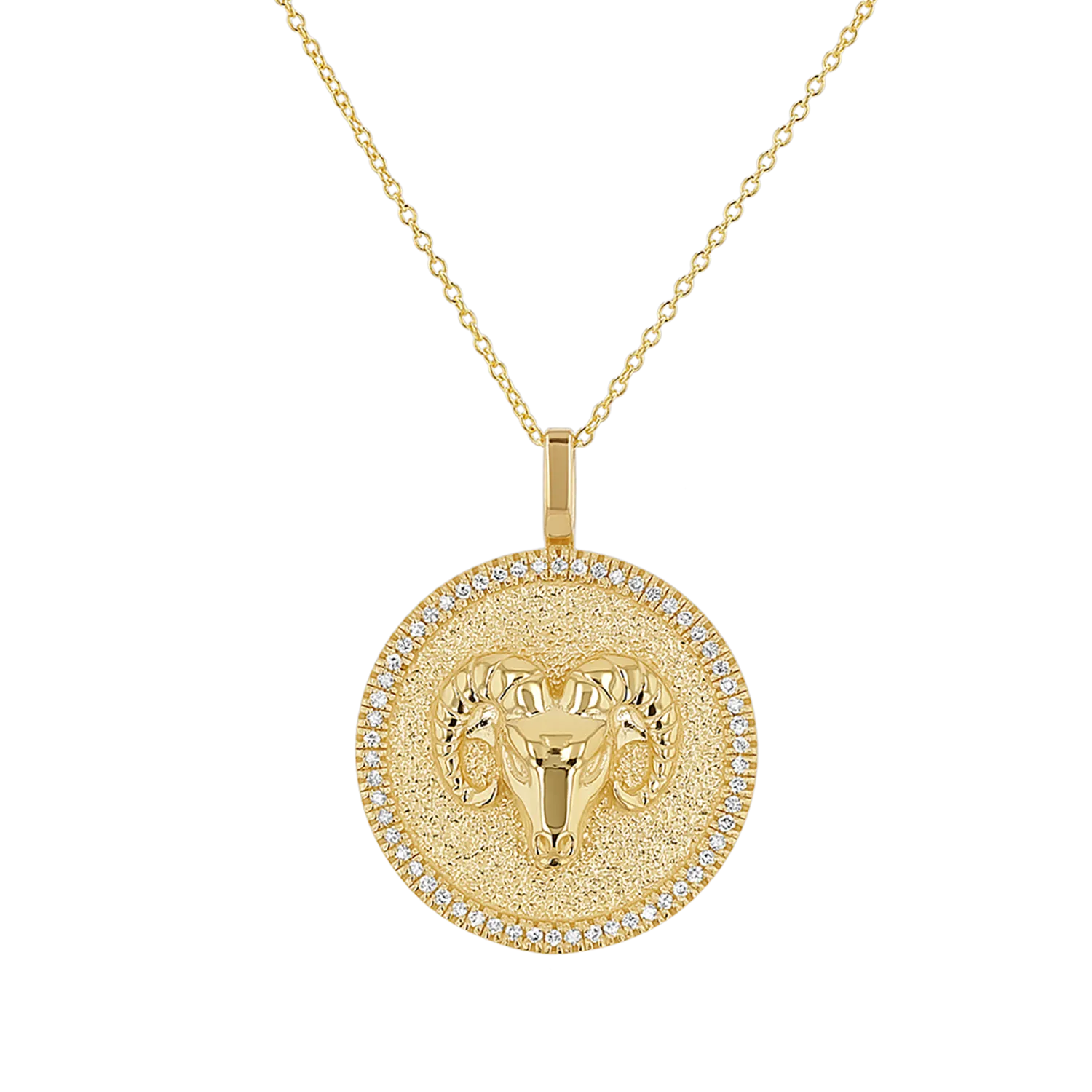 Diamond Zodiac Coin Medallion Necklace