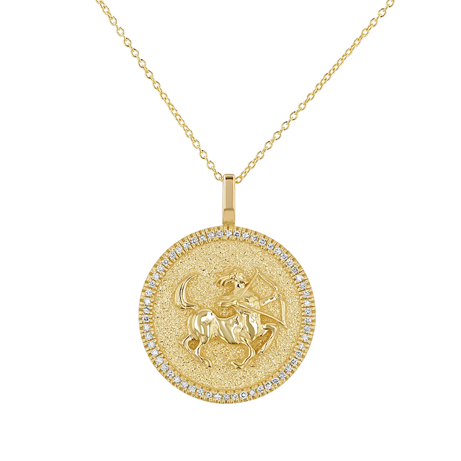 Diamond Zodiac Coin Medallion Necklace