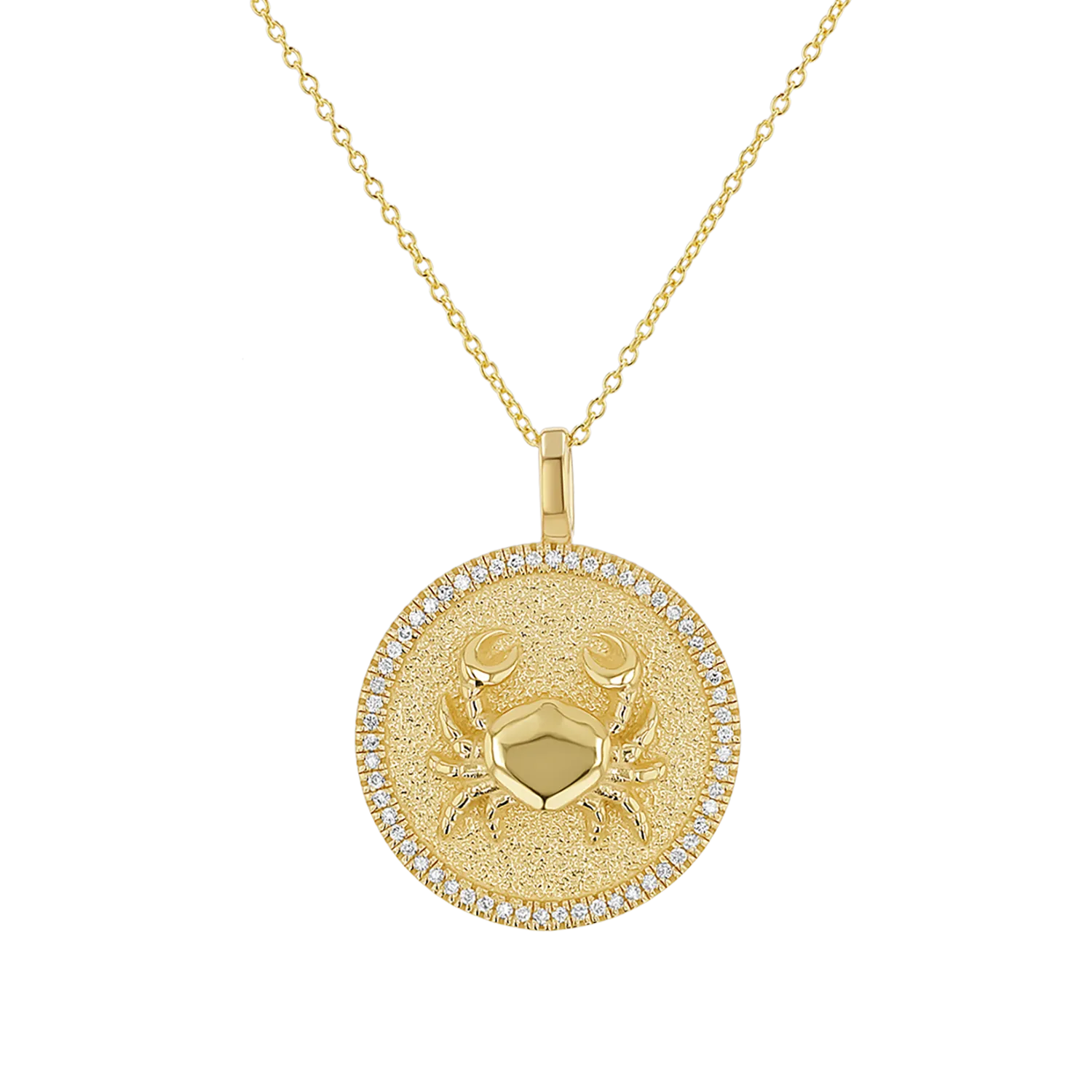 Diamond Zodiac Coin Medallion Necklace