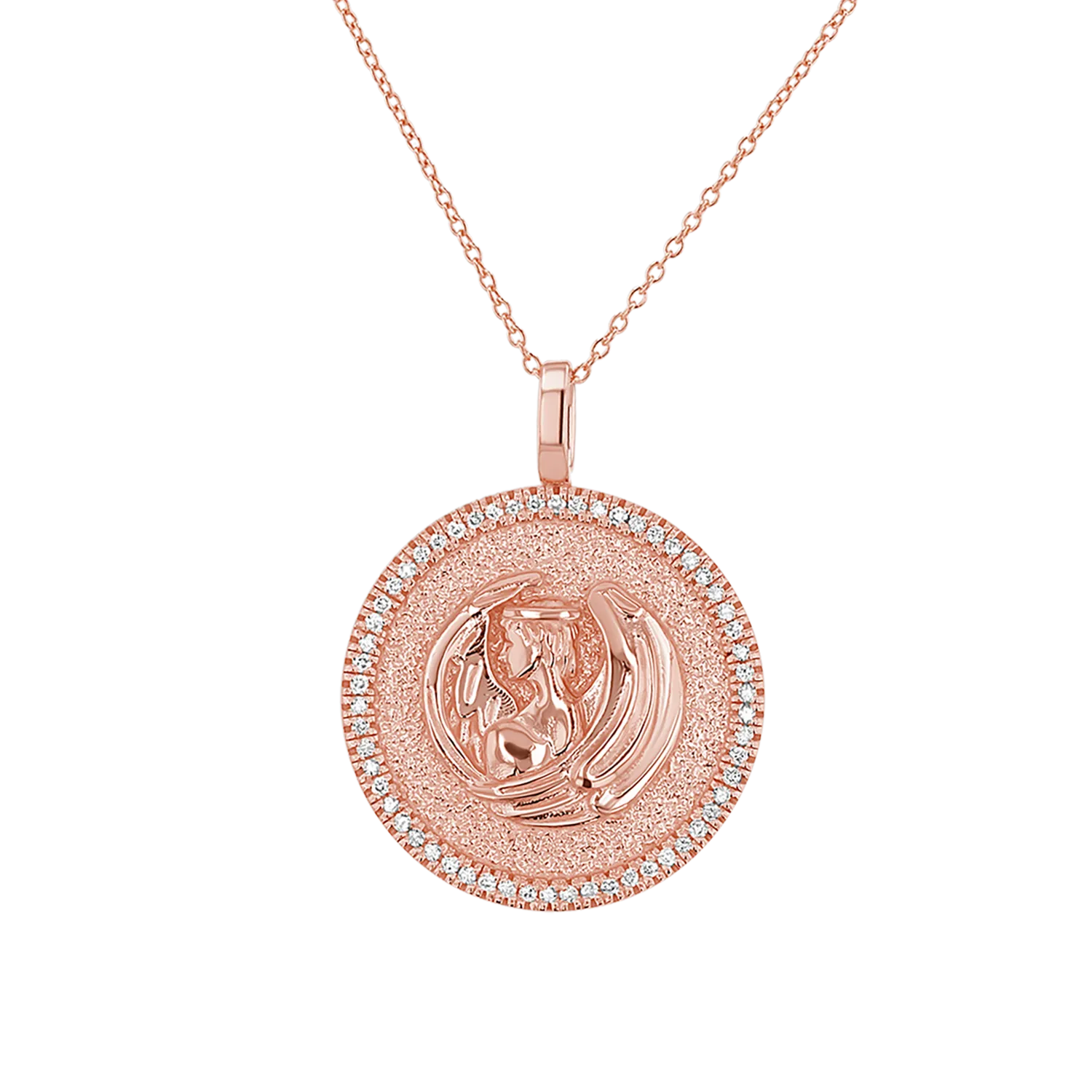 Diamond Zodiac Coin Medallion Necklace