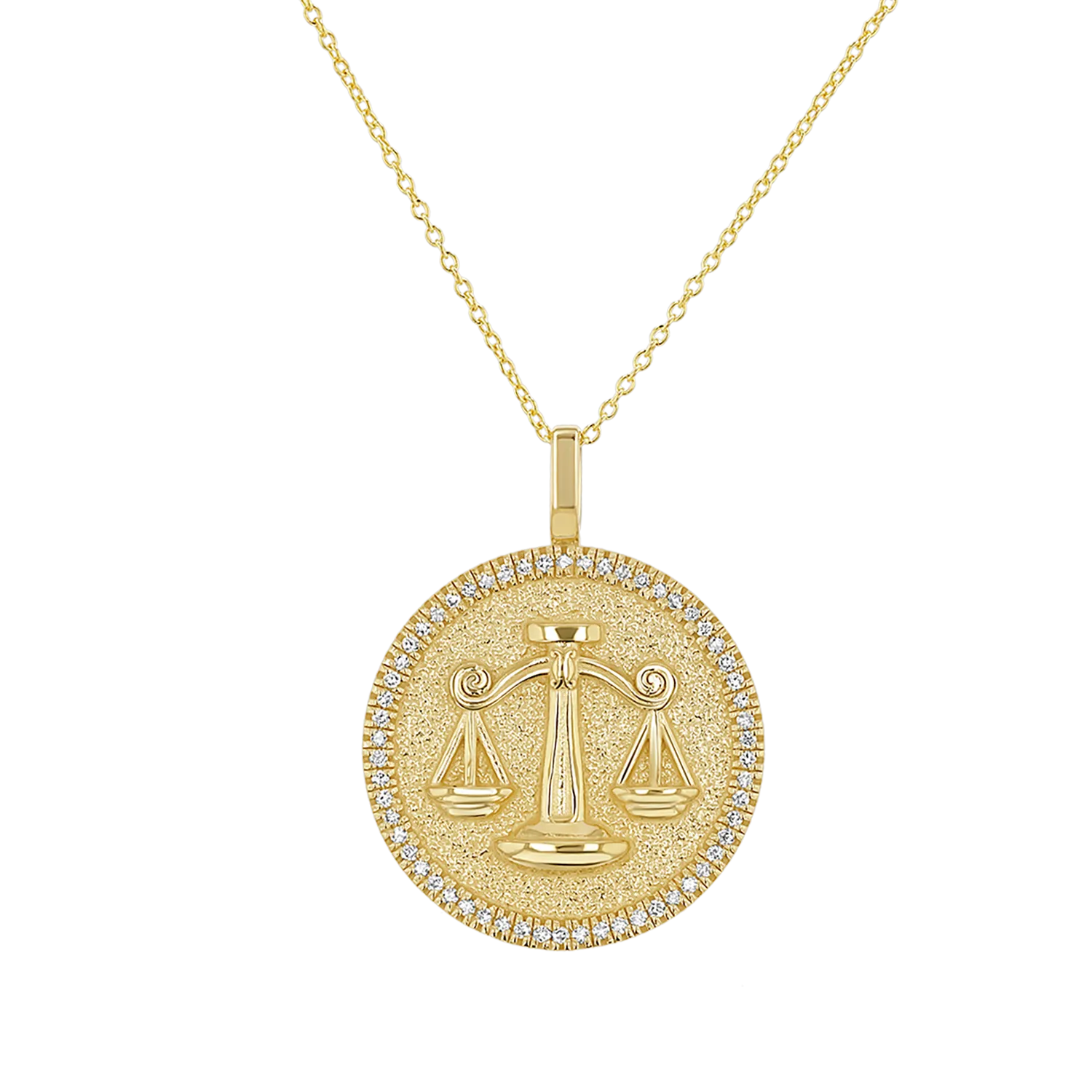 Diamond Zodiac Coin Medallion Necklace