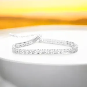DIVA - clear 2 row tennis rhinestone evening bracelet