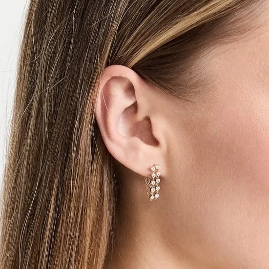 Double Multi Diamond Chain Stud Earring