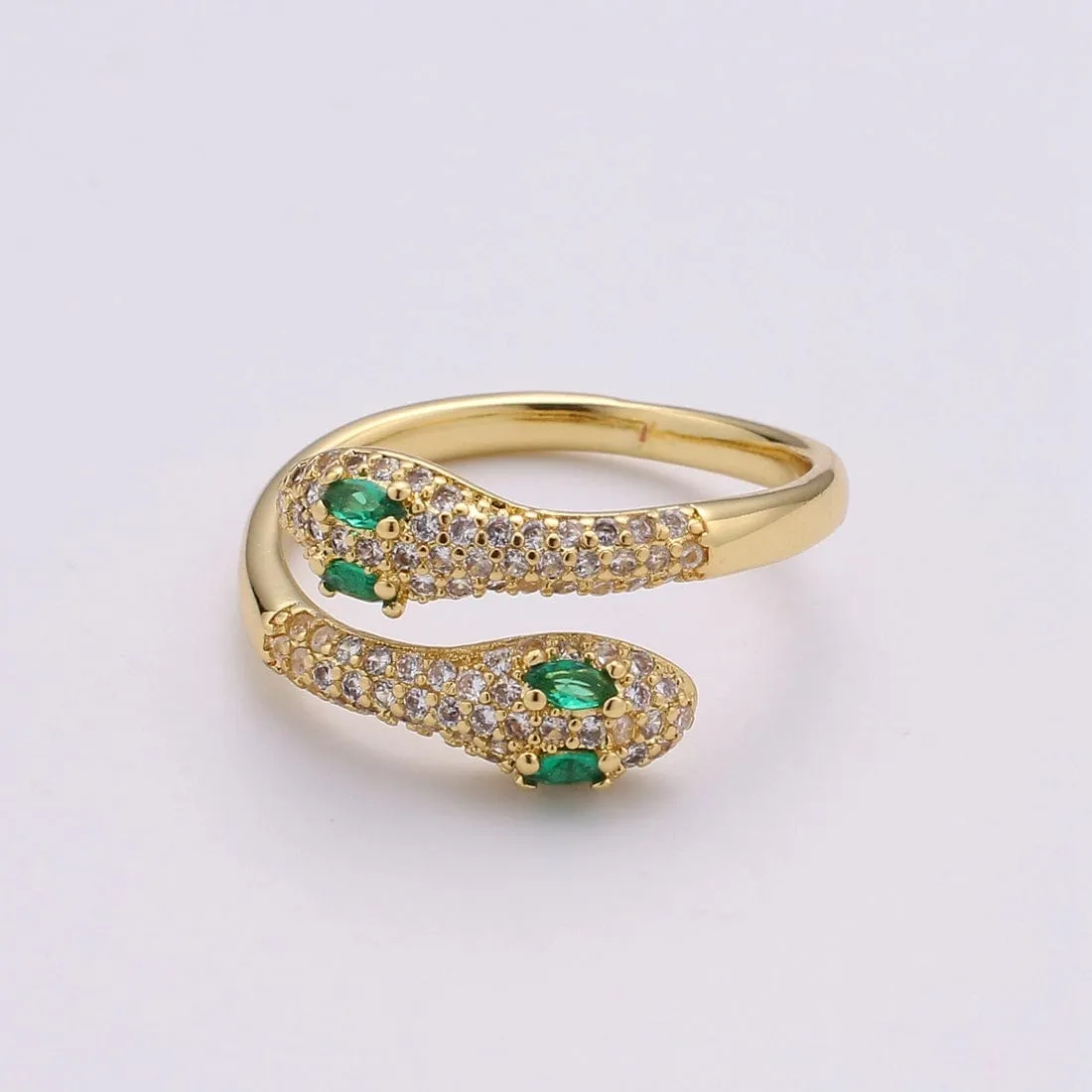 Double Snake Head Cuff Ring