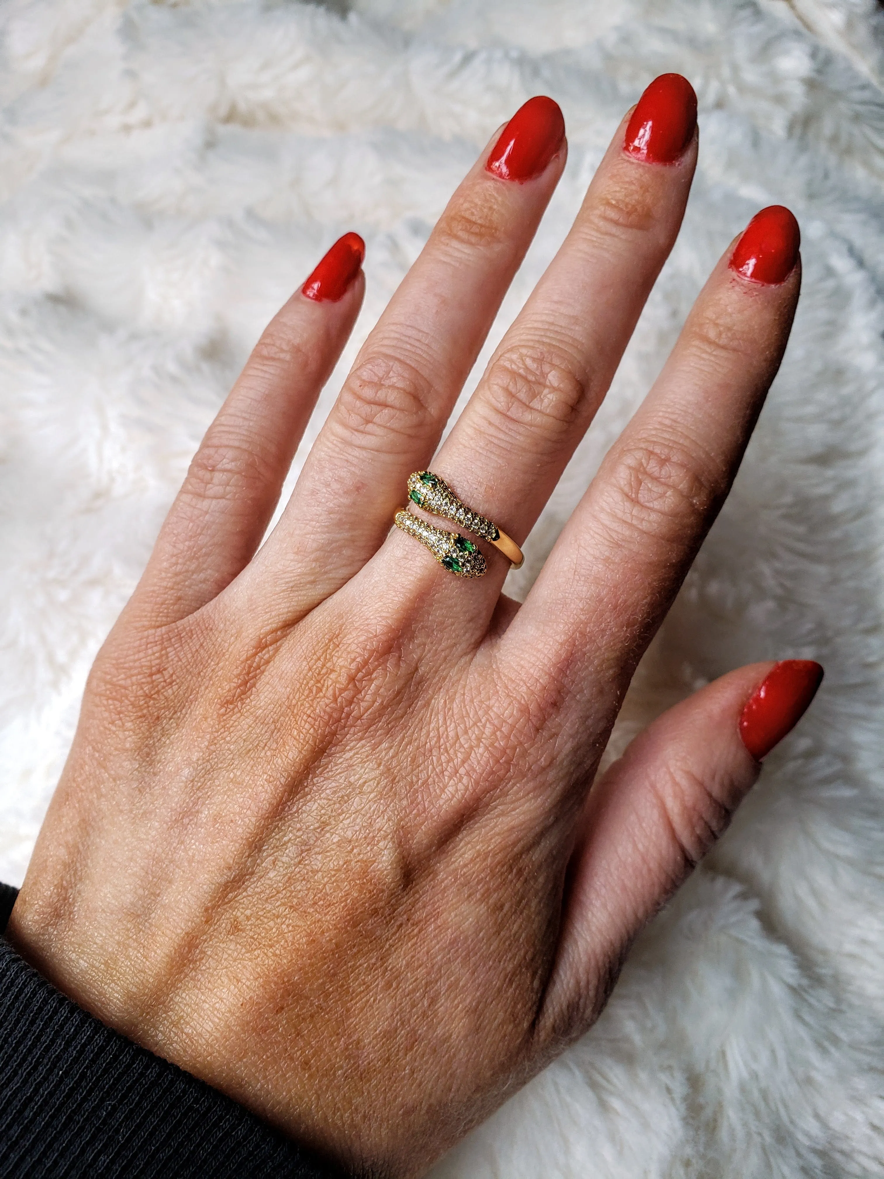 Double Snake Head Cuff Ring
