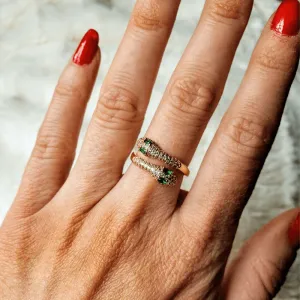 Double Snake Head Cuff Ring