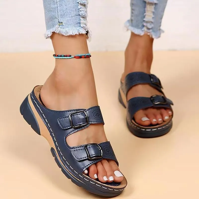 Double-Strap Buckle Sandals | Comfortable & Stylish | Casual Summer Footwear