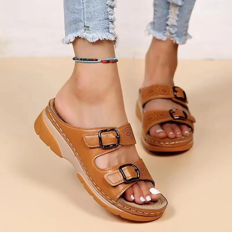 Double-Strap Buckle Sandals | Comfortable & Stylish | Casual Summer Footwear