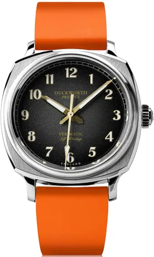 Duckworth Prestex Verimatic Black Fume Orange Rubber Watch