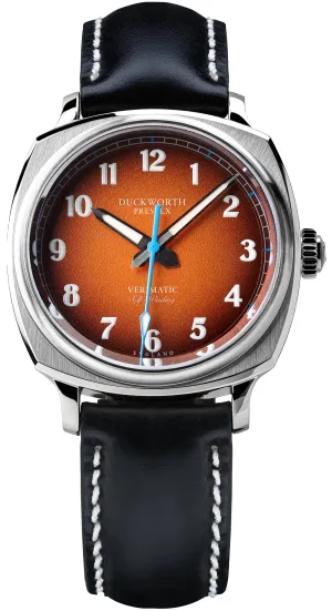 Duckworth Prestex Verimatic Orange Fume Black Leather Watch