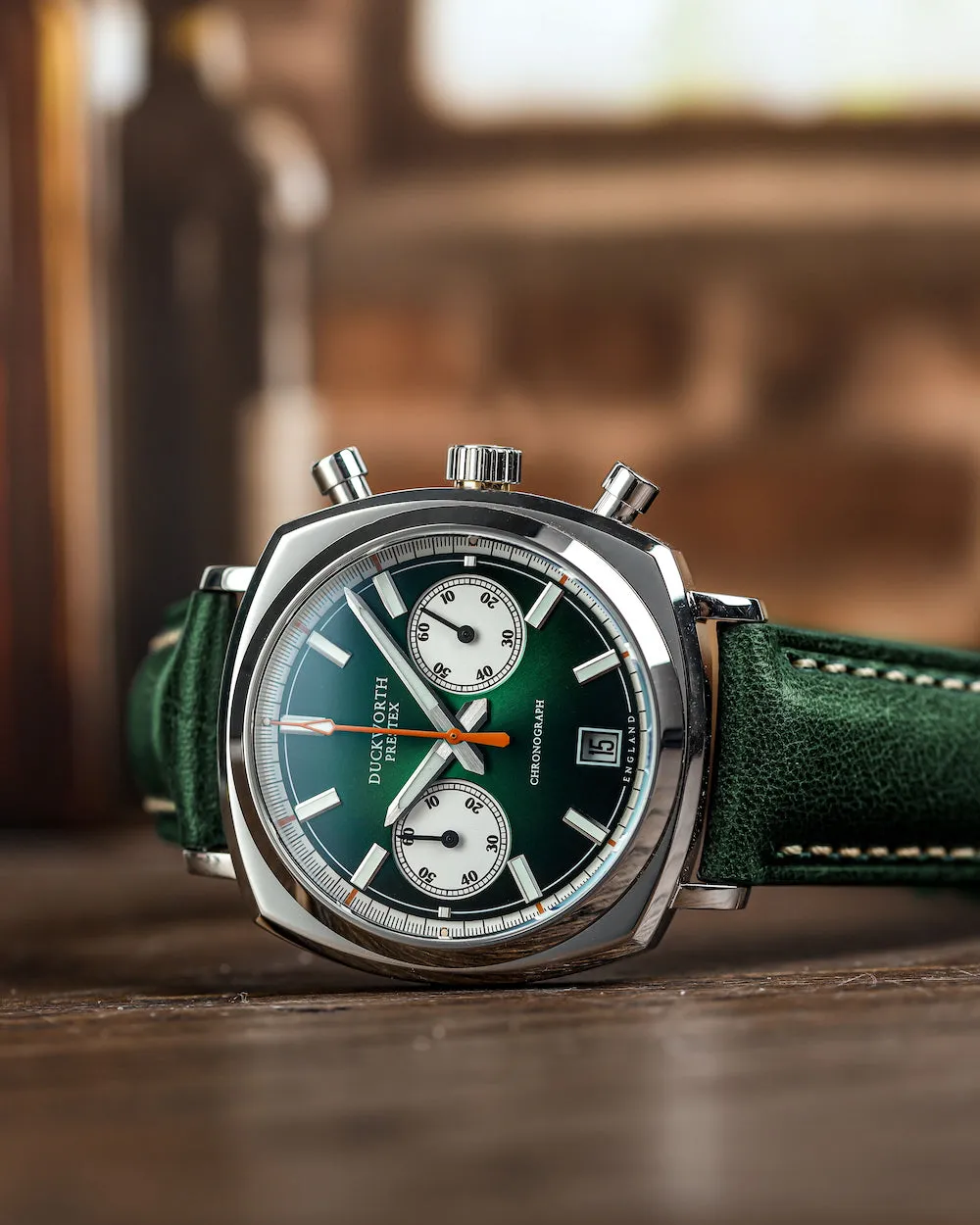 Duckworth Prestex Watch Chronograph 42 Green Green Leather D