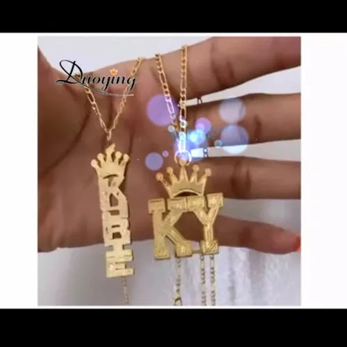 DUOYING Zircon Custom Necklace Double Gold plated Nameplate 3D Necklace Personalized Necklaces Choker Women Name Necklace Gift