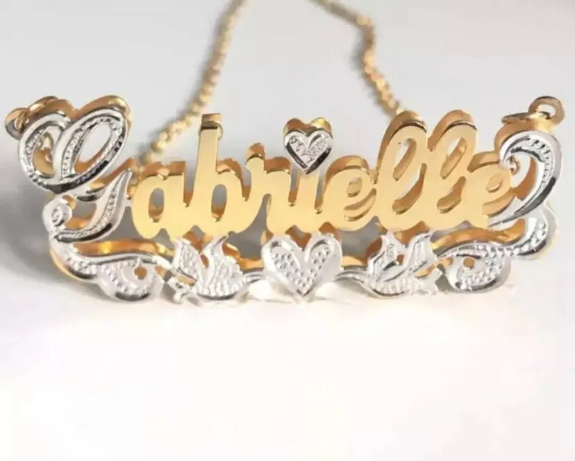 DUOYING Zircon Custom Necklace Double Gold plated Nameplate 3D Necklace Personalized Necklaces Choker Women Name Necklace Gift