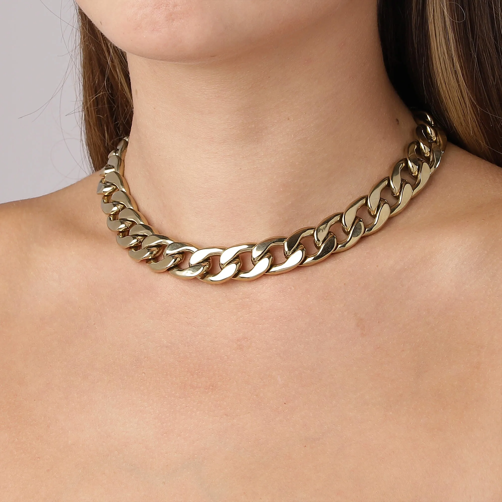 Dyrberg Kern Jazz Gold Chunky Curb Chain Necklace