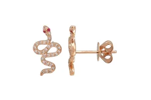 Earrings 14kt Stud Snakes & Diamonds