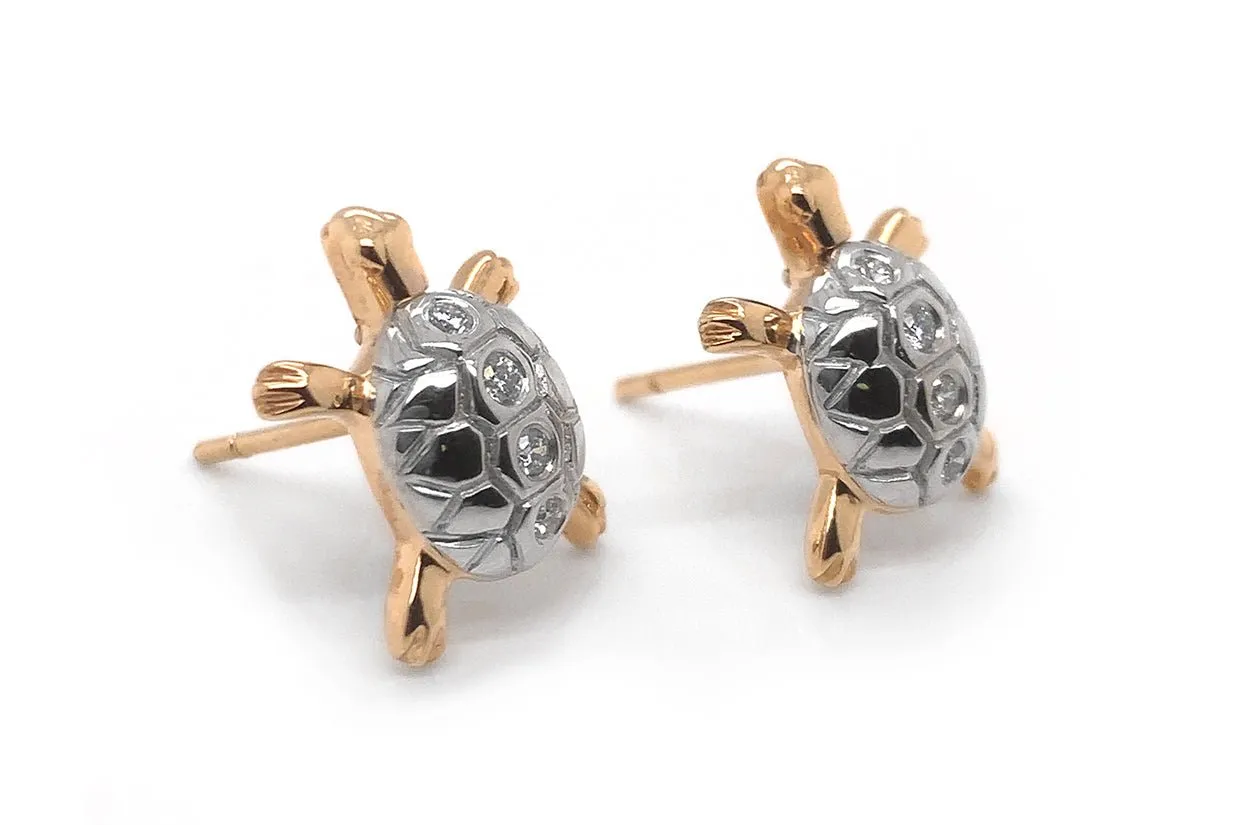 Earrings 18kt Gold Tortoise with Diamonds