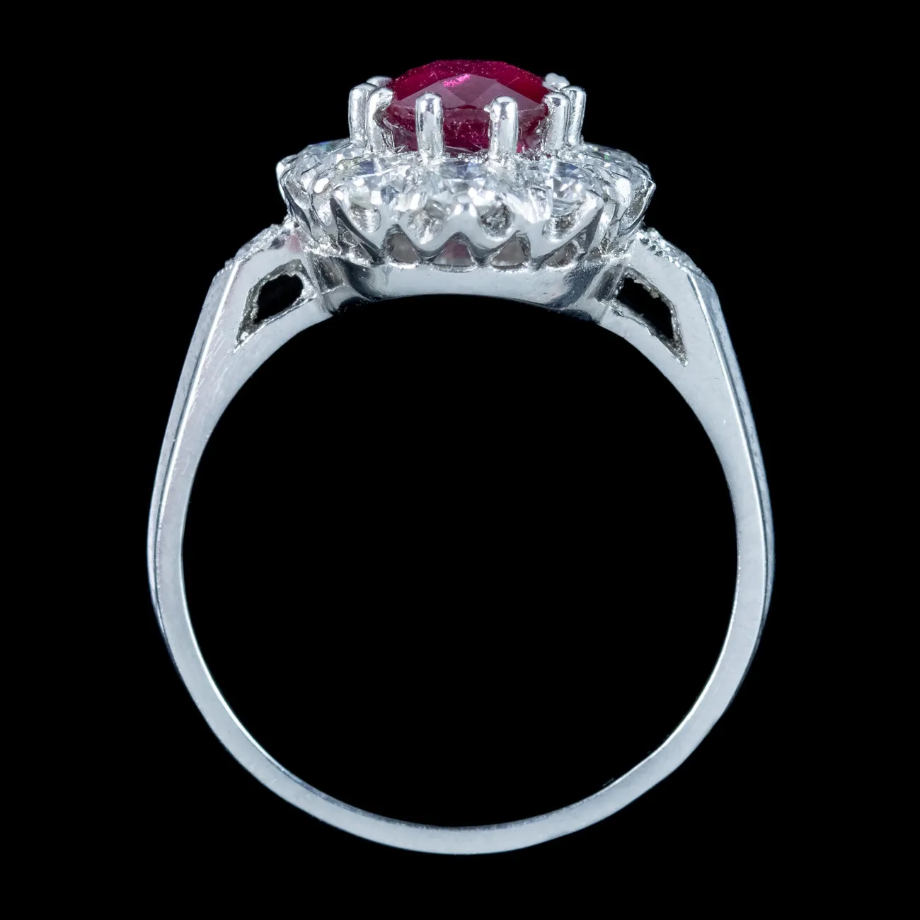 Edwardian Style Ruby Diamond Cluster Ring 1.5ct Ruby