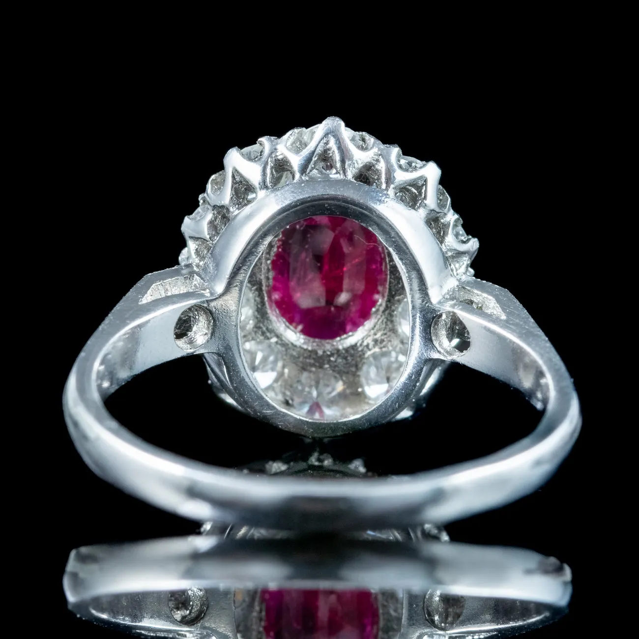 Edwardian Style Ruby Diamond Cluster Ring 1.5ct Ruby